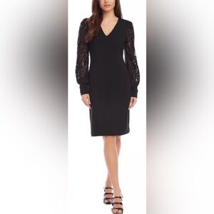 NWT Karen Kane Lace Sleeve Dress in Black - Size M